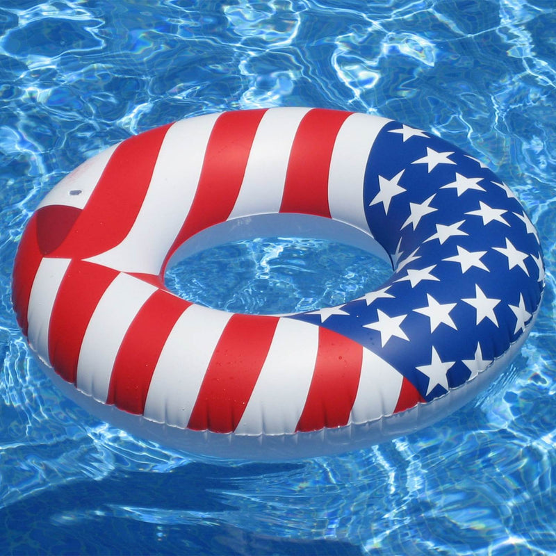 Swimline 36" Inflatable American Flag Swimming Pool and Lake Tube Float (2 Pack)