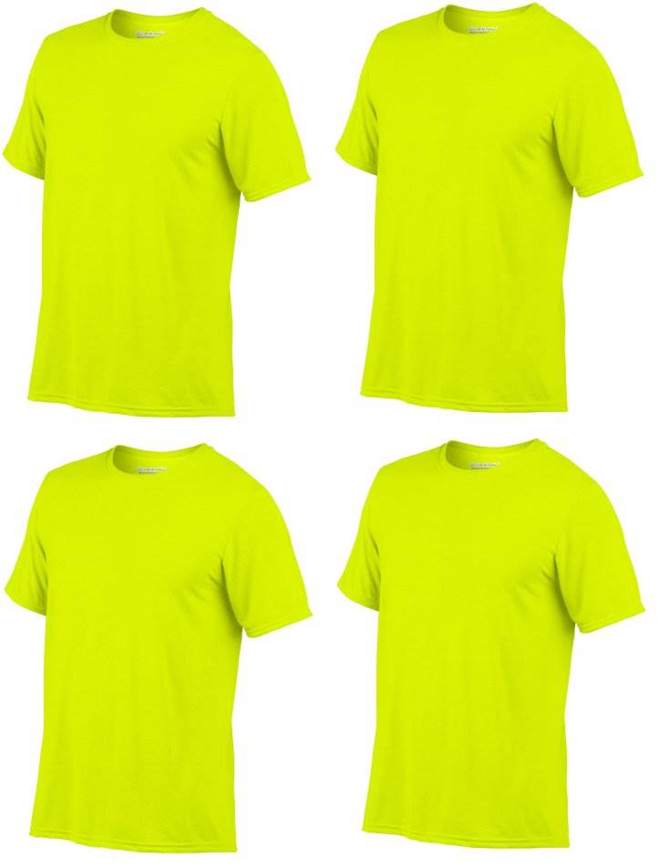 4) Gildan Mens XL Adult Performance Dry Fit Short Sleeve T-Shirt Yellow