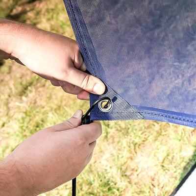 Camco 10 Foot Front Sun Block Panel Awning Screen for RV Camper Shade, Blue - VMInnovations