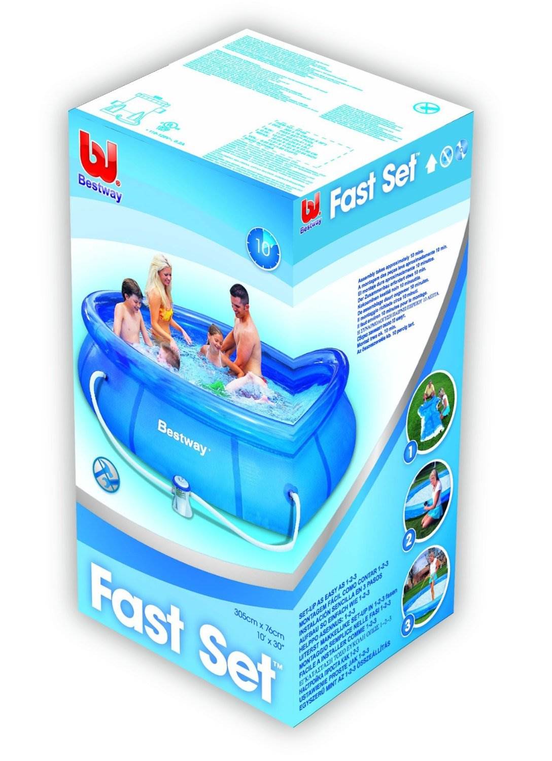 Bestway 10'x30" Fast Set Inflatable Above Ground Swimming Pool Set - Open Box