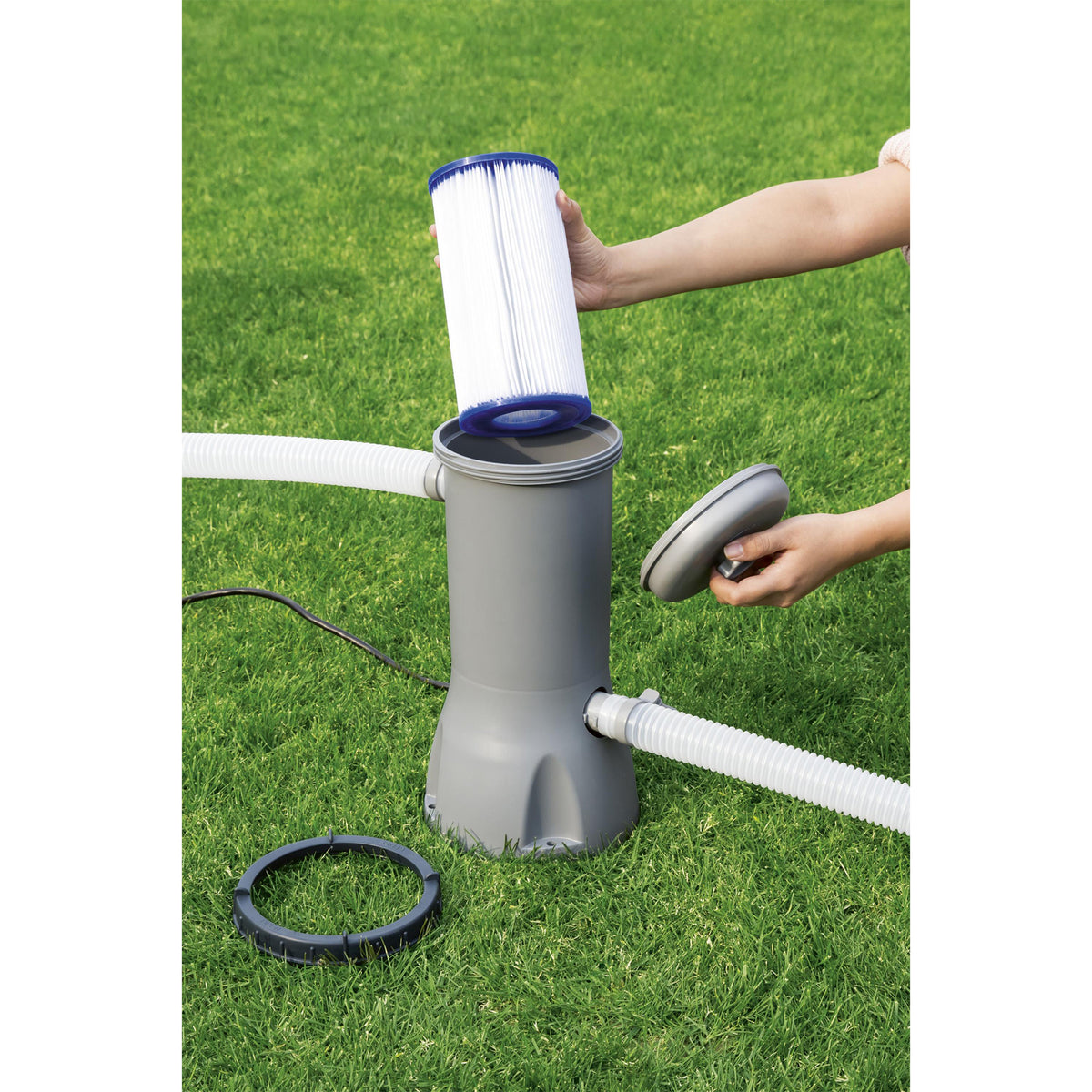 Hey! Cool Pool Flip Plop Mineral Cleaning Care w/ Bestway Filter Pump Cartridge