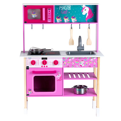 Theo Klein Princess Coralie Unicorn Wood Kitchen Pretend Playset for Kids 3 & Up