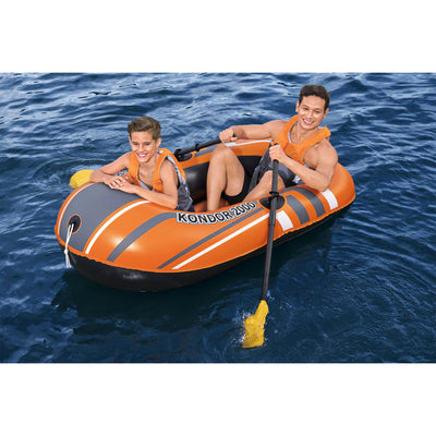 Bestway Kondor 2000 77 x 45 Inch Inflatable Raft Boat Set with Oars and Pump