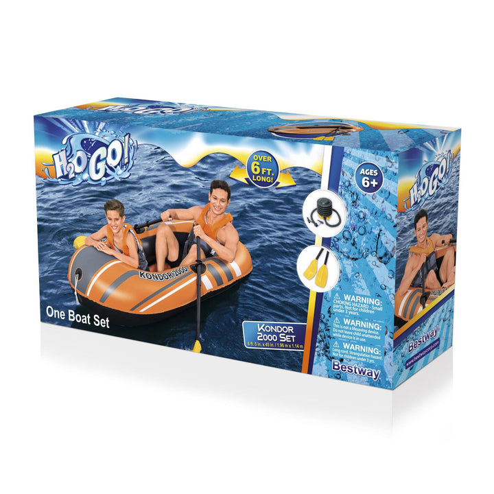 Bestway 77x45 Inch HydroForce Inflatable Raft Set with Oars and Pump | Open Box