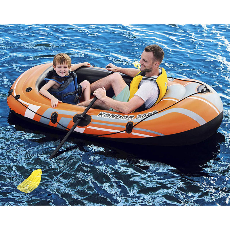 Bestway 77x45 Inches HydroForce Inflatable Raft Set with Oars and Pump (2 Pack)