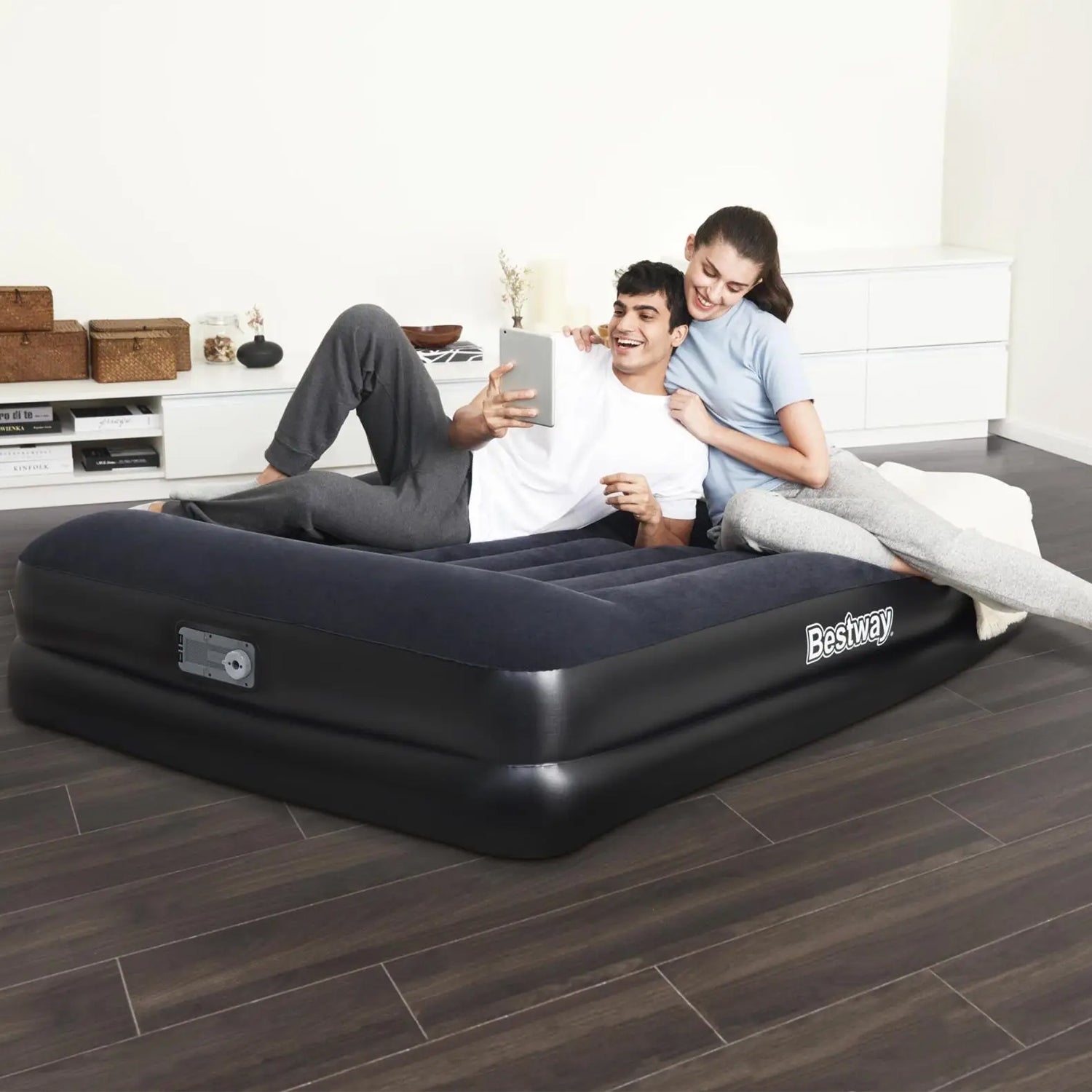 Bestway Raised Premium Plus Air Bed with Built in AC Air Pump - Queen | 67404E