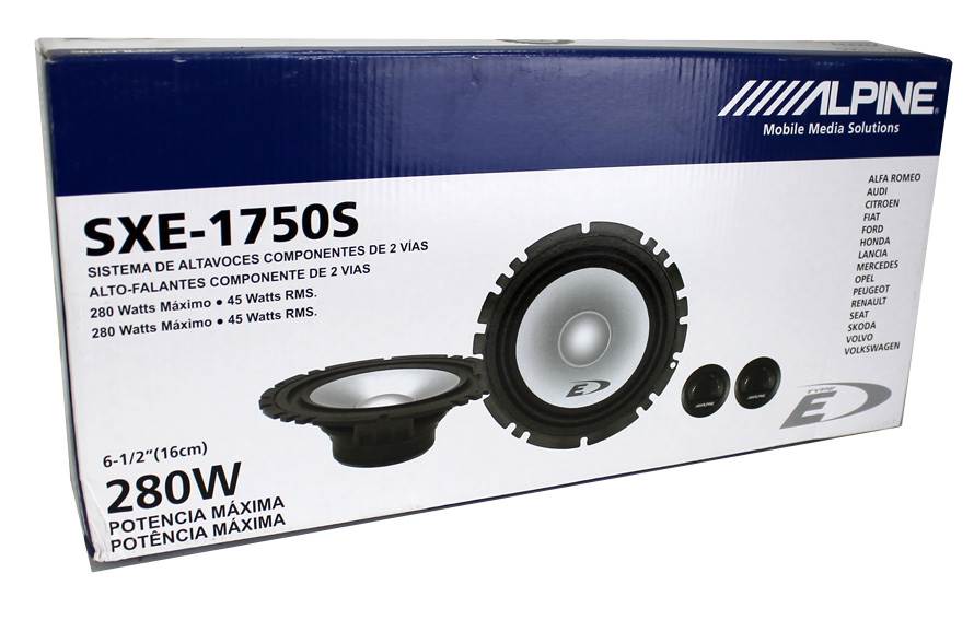 2) Alpine 6.5" 280W Car 2 Way Component Audio Speakers Stereo SXE1750S-Open Box