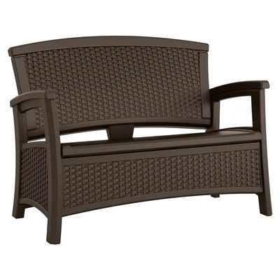 Suncast 13-Gallon Patio End Table w/ Storage w/ Suncast Loveseat w/ Storage