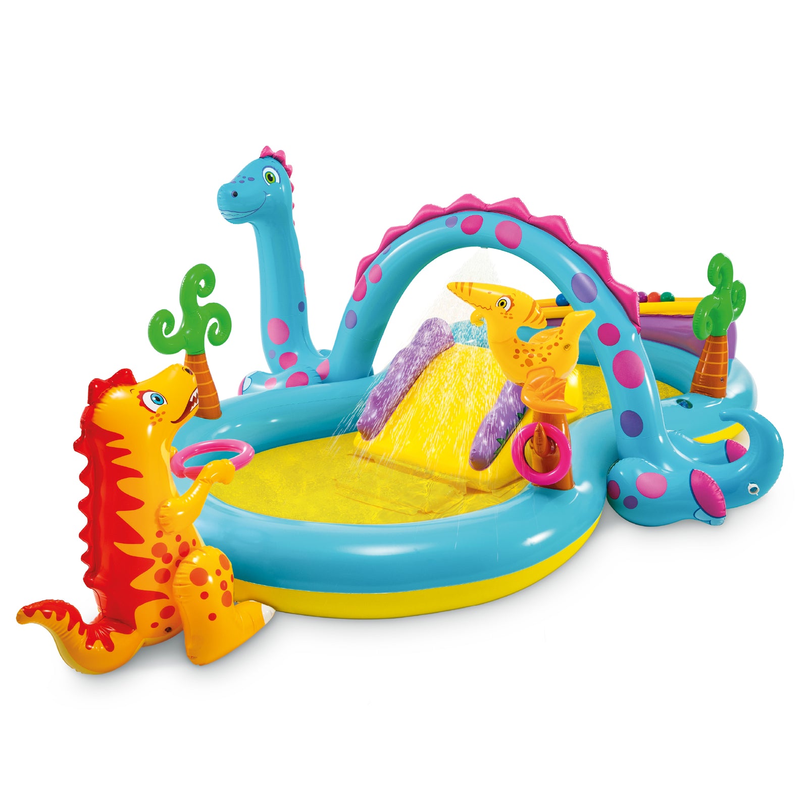 Intex 11ft x 7.5ft x 44in Dinoland Play Center Kiddie Inflatable Swimming Pool - VMInnovations