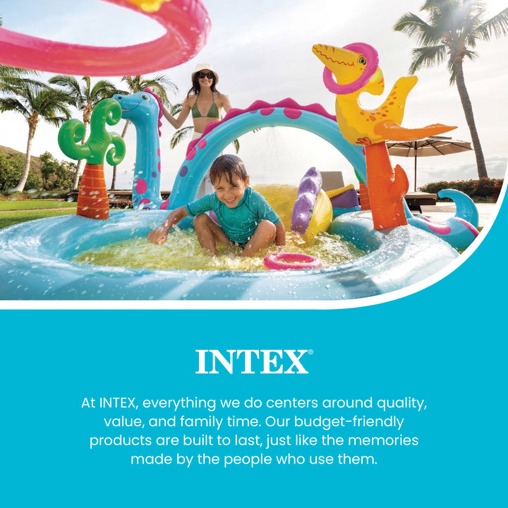 Intex 11ft x 7.5ft x 44in Dinoland Play Center Kiddie Inflatable Swimming Pool - VMInnovations