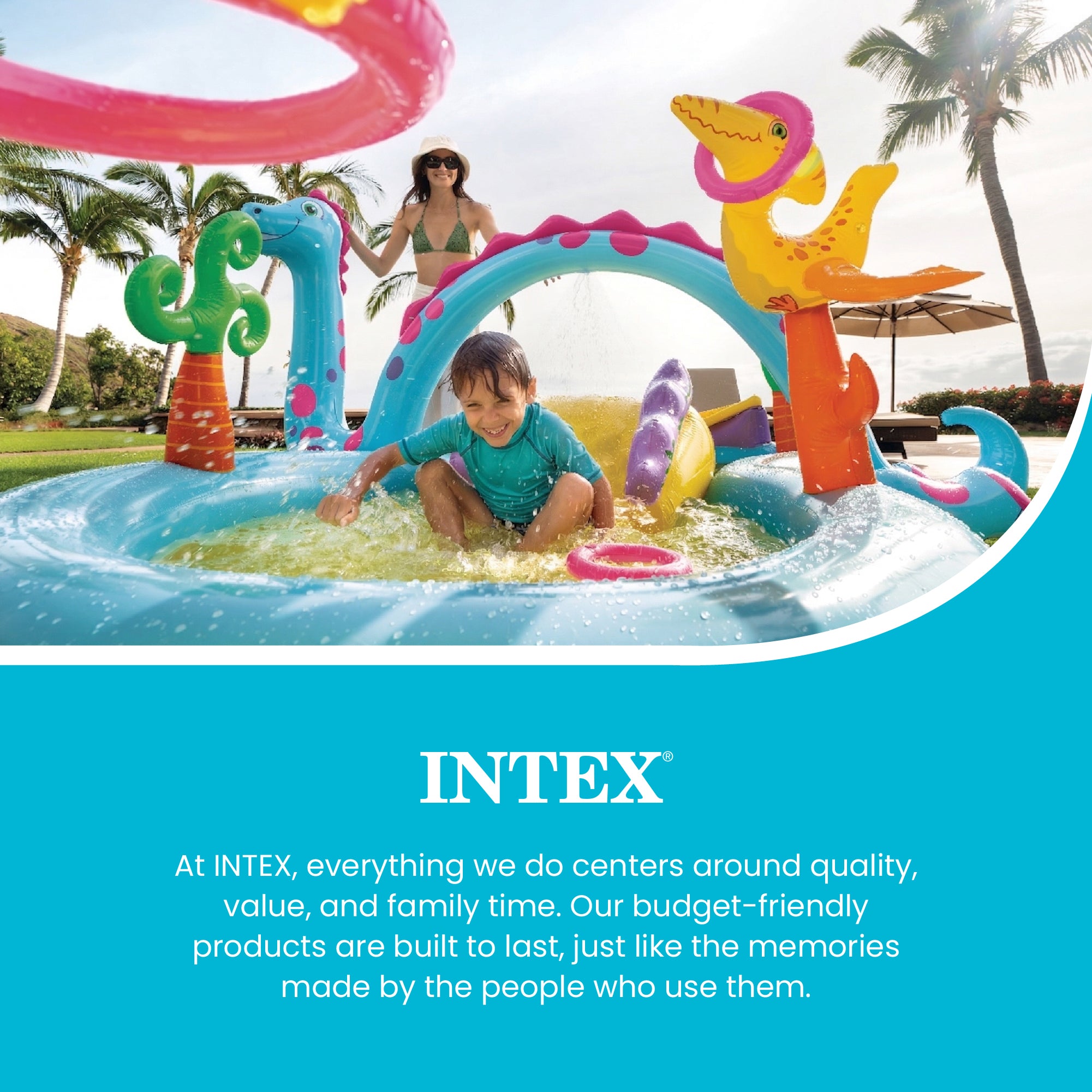 Intex Dinoland Play Center Kiddie Inflatable Slide Swimming Pool & Games (Used) - VMInnovations