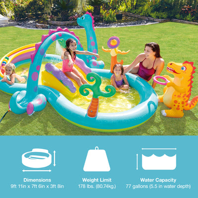 Intex 11' x 7.5' x 44" Kids Inflatable Dinoland Play Center Swim Pool, (2 Pack)