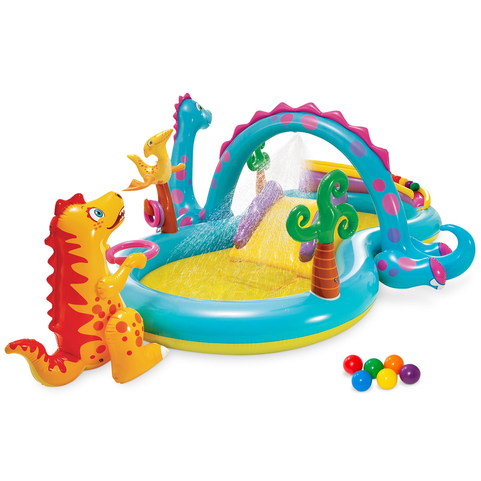 Intex 11ft x 7.5ft x 44in Dinoland Play Center Kiddie Inflatable Swimming Pool - VMInnovations