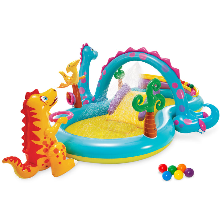 Intex Dinoland Play Center Kiddie Inflatable Slide Swimming Pool & Games (Used)