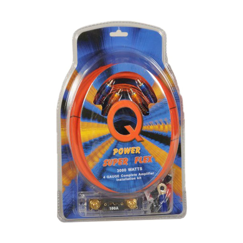 QPower Super Flex 4 Gauge 3000 Watt Car Audio Amplifier Wiring Amp Kit (8 Pack)