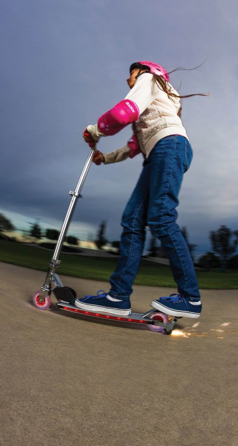 Razor Spark 2.0 Folding Kick Scooter w/ LED Lights - Red | 13010458R - Open Box