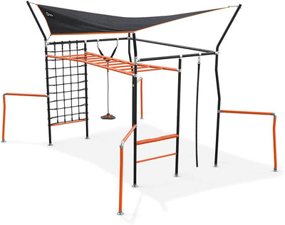 Monkey Bar Box A + Monkey Bar Box B + Monkey Bar Box C + Monkey Bar Box E + Monkey Bar Box F + Monkey Bar Box G + Cargo Net (XL/L) + Quest Shade Cover (Large) + Bungee Rope + Bounce Swing only (no bungee) + Gym Rope