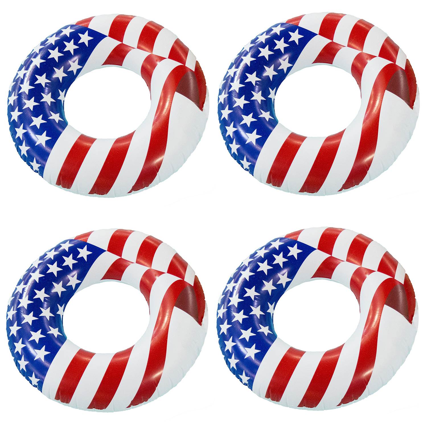 Swimline 36" Inflatable American Flag Swimming Pool and Lake Tube Float (4 Pack) - VMInnovations