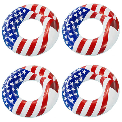 Swimline 36" Inflatable American Flag Swimming Pool and Lake Tube Float (4 Pack) - VMInnovations