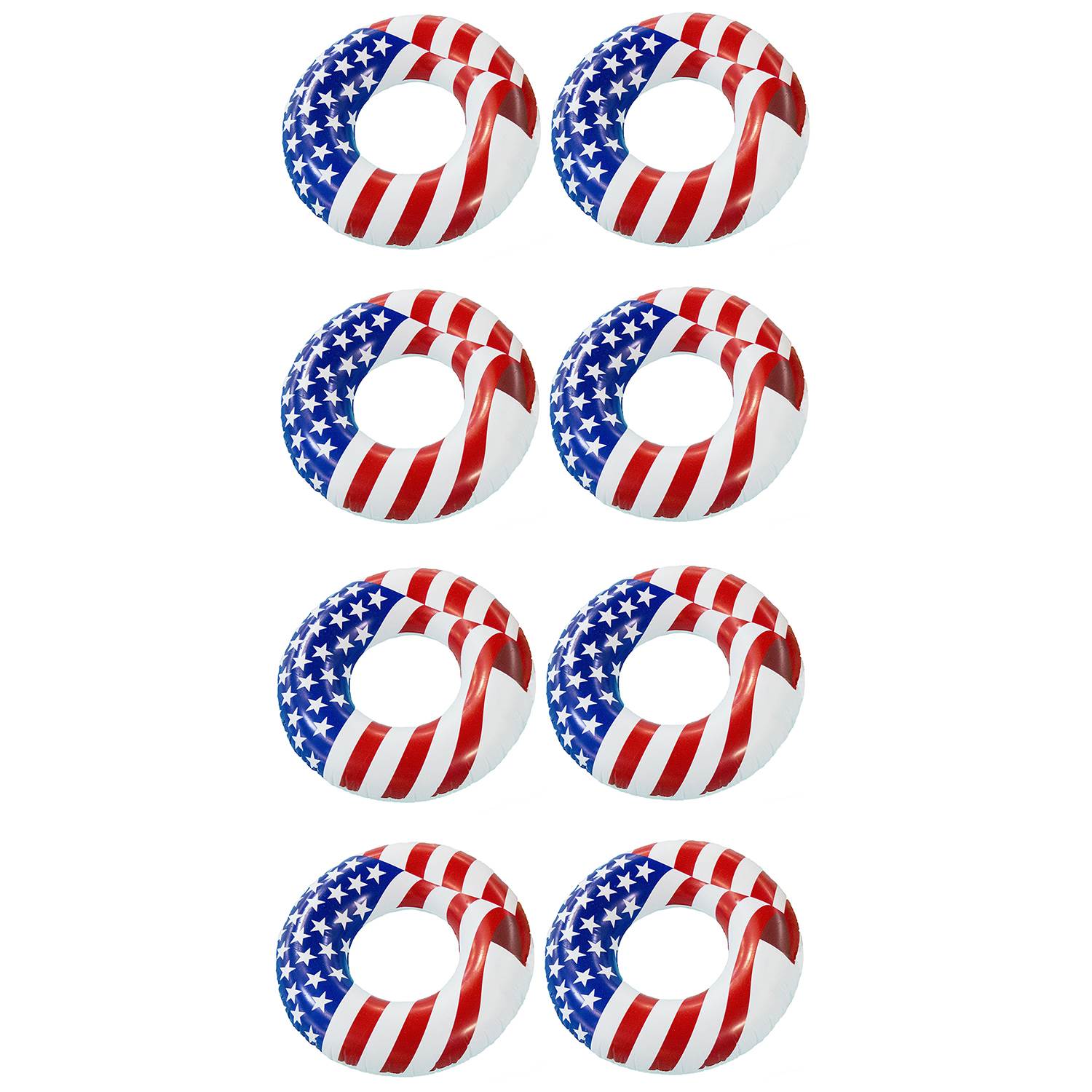 Swimline 36" Inflatable American Flag Swimming Pool and Lake Tube Float (8 Pack) - VMInnovations
