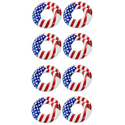 Swimline 36" Inflatable American Flag Swimming Pool and Lake Tube Float (8 Pack) - VMInnovations