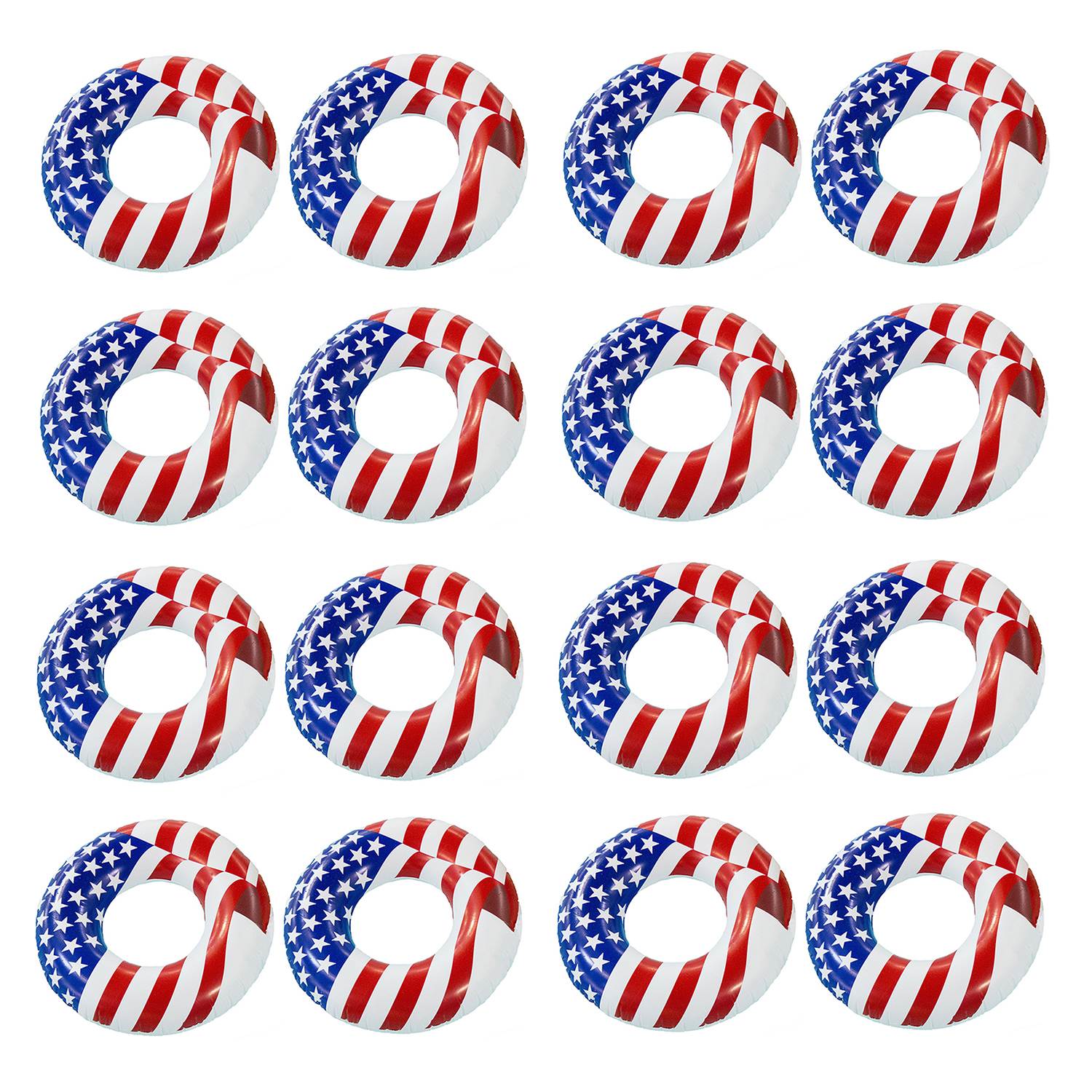 Swimline 36" Inflatable American Flag Swimming Pool & Lake Tube Float (16 Pack) - VMInnovations