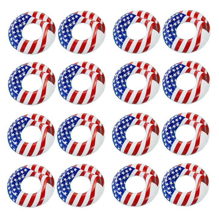 Swimline 36" Inflatable American Flag Swimming Pool & Lake Tube Float (16 Pack)