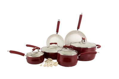 Paula Deen 15-Piece Kitchen Porcelain Cookware Set Nonstick - Missing 3 Qt. Pot