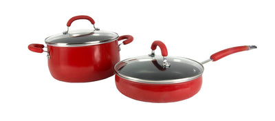 Rachael Ray 10-Piece Porcelain Enamel Cookware Set Nonstick Pans Pots - Open Box