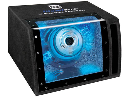 Dual SBP8A 8" 160W Car Audio Amplified Subwoofer + Bandpass Enclosure + Amp Kit