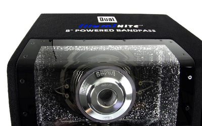 Dual SBP8A 8" 160W Car Audio Amplified Subwoofer + Bandpass Enclosure + Amp Kit