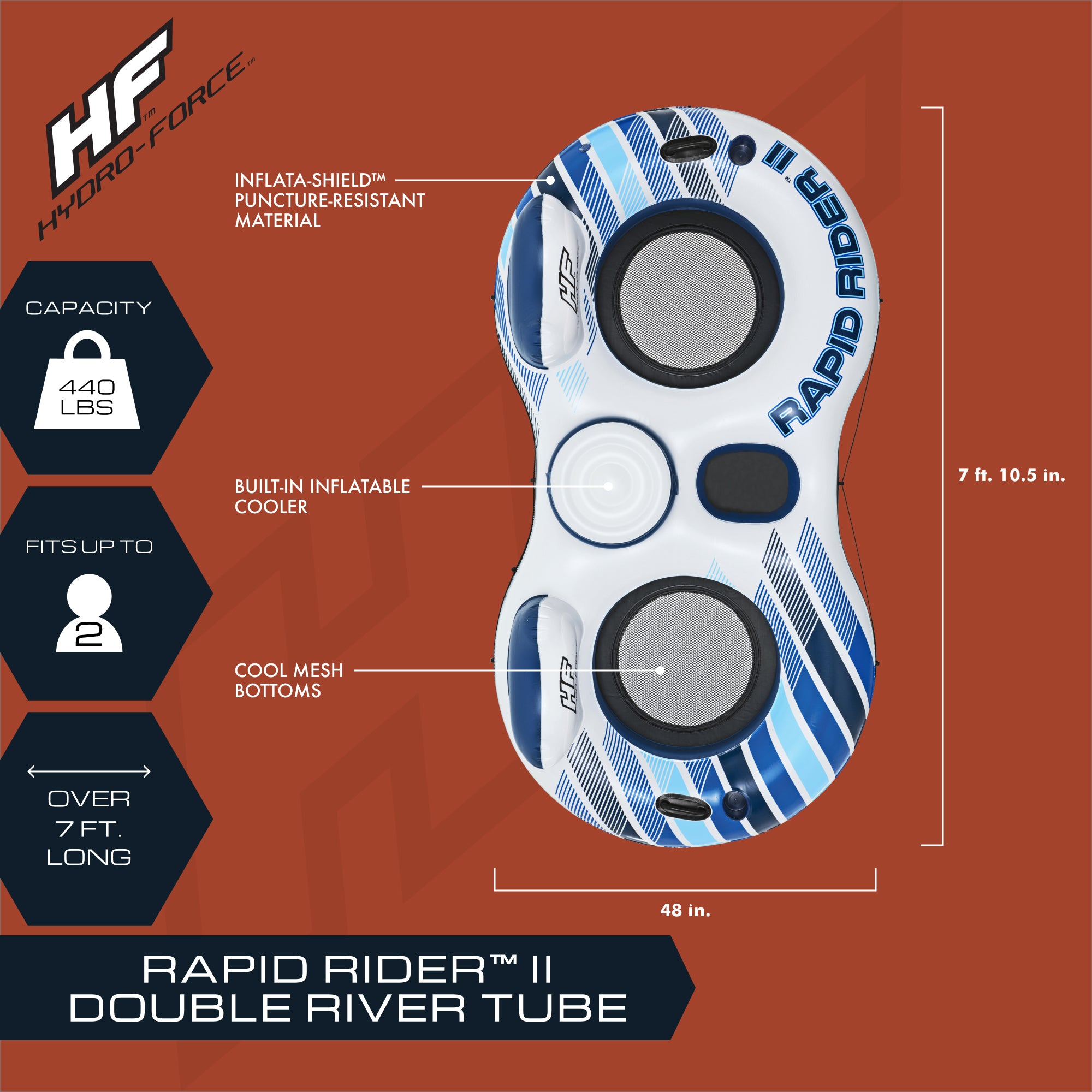 Bestway Hydro-Force Rapid Rider Inflatable Double Water River Tube (Open Box) - VMInnovations