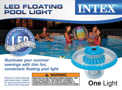 Intex Above Ground 3-Color LED Floating Swimming Pool Light | Blue (Open Box)