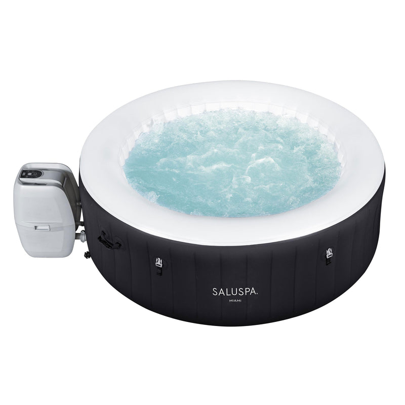 Bestway Miami SaluSpa 4 Person Round Hot Tub with 140 AirJets, Black(Open Box)