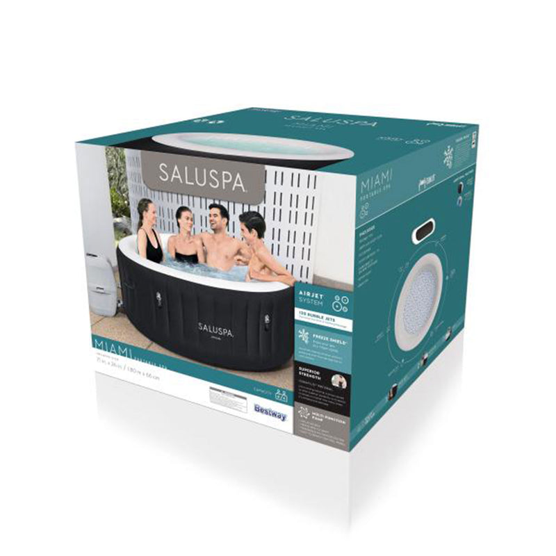 Bestway SaluSpa Miami 4-Person Inflatable Hot Tub Spa w/ Chemical Balancing Kit - VMInnovations