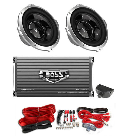 2) VM Audio SRW10 10" 1600W Car Subwoofers + AR16004 1600W 4-Ch Amp + Amp Kit