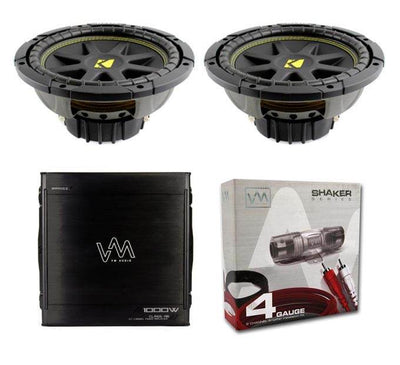 2) Kicker 10C104 10" 600 Watt 4 Ohm Car Subwoofers + 1000W Amplifier + Amp Kit
