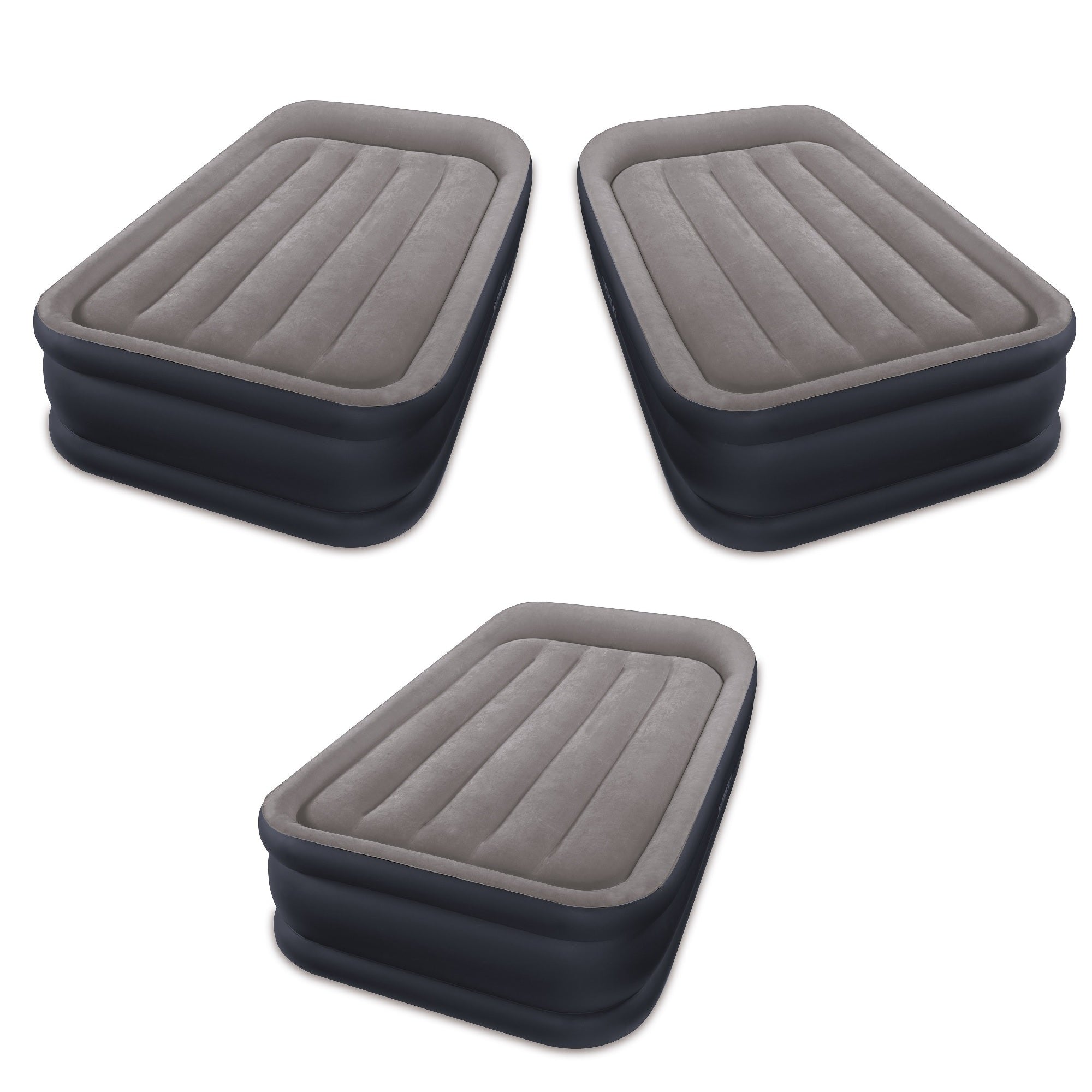 Intex Dura Beam Deluxe Pillow Rest Raised Airbed w/ Built in Pump, Twin (3 Pack) - VMInnovations