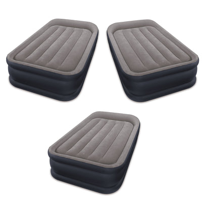 Intex Dura Beam Deluxe Pillow Rest Raised Airbed w/ Built in Pump, Twin (3 Pack) - VMInnovations