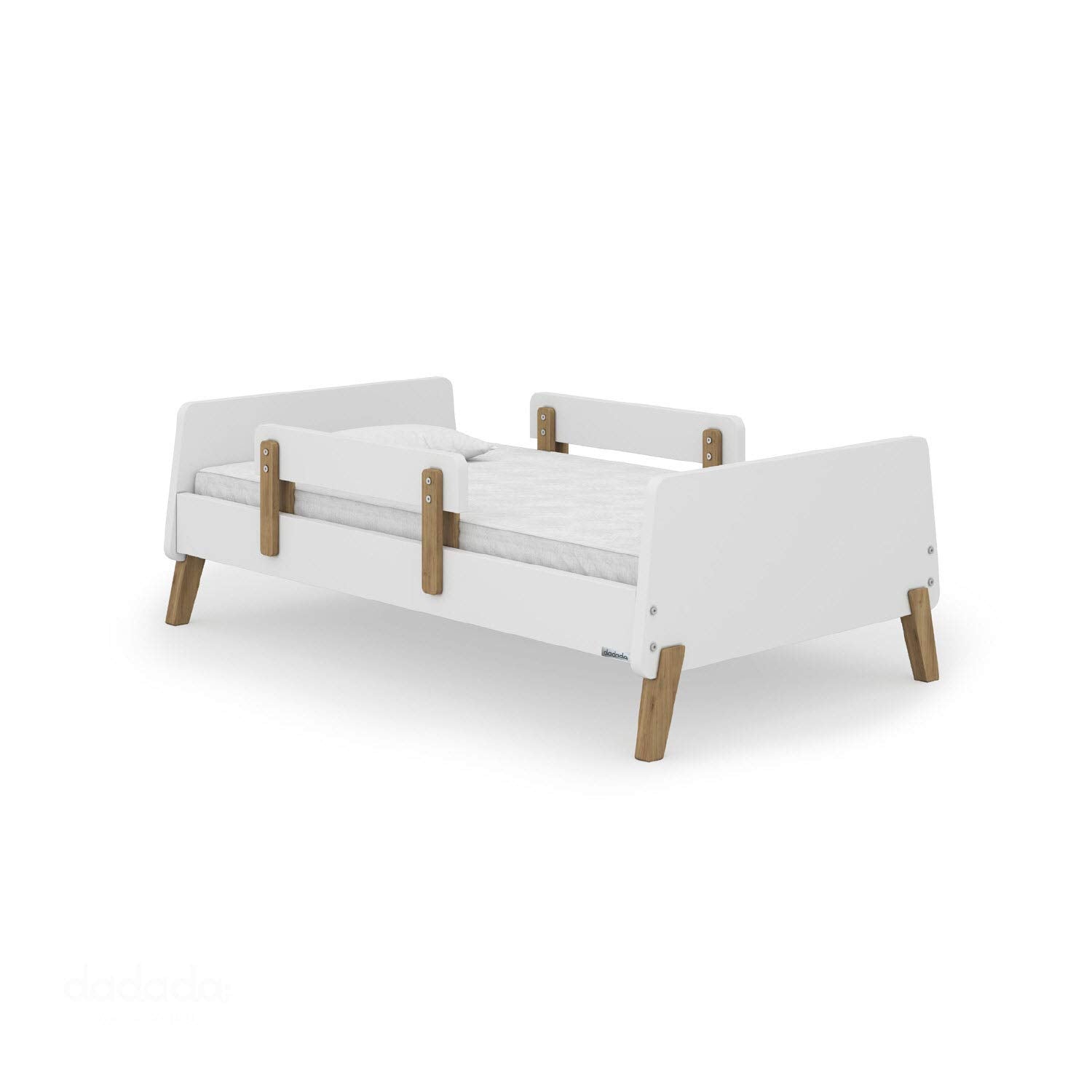 dadada Muse Low Profile Toddler Bed w/2 Removeable Side Rails, White (Open Box) - VMInnovations