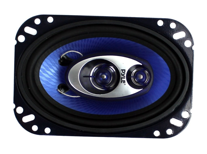 2) New Pyle 4x6" 240W 3 Way Car Audio Speakers PAIR Blue (Refurbished)(Open Box)