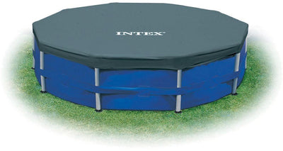 Intex 12’ x 30” Steel Frame Above Ground Swimming Pool and 12’ Round Pool Cover