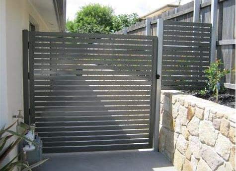 Stratco 71 x 39 inch Aluminum Quick Screen Horizontal Slat Gate Fencing, Gray