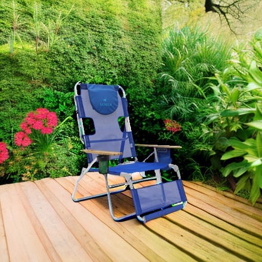 Ostrich Altitude 3N1 Outdoor Beach Lounge Chair with Footrest, Blue (Used)