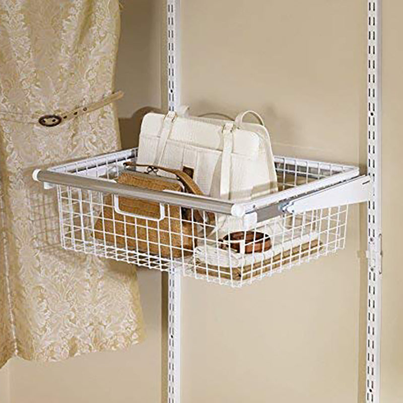 Rubbermaid Metal Wire Sliding Basket for Closet Organizer Kits, White (Open Box)