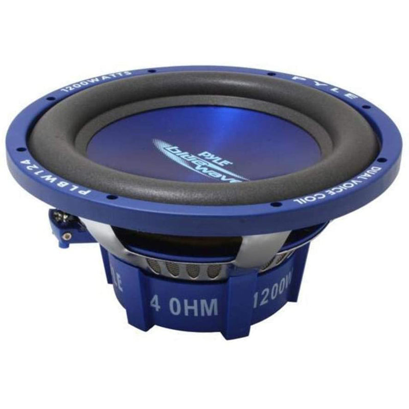 Pyle 12 Inch 1200W Injection Molded Cone Car DVC Audio Subwoofer, Blue(Open Box)