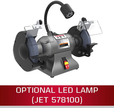 Jet 578008 8 Inch Stationary Workshop Durable Industrial Bench Grinder, Gray