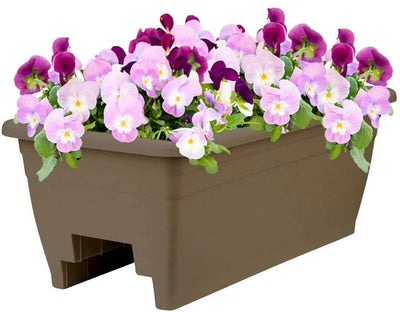 HC Companies 12-Inch Outdoor Plastic Deck Planter Box, Chocolate (Open Box)