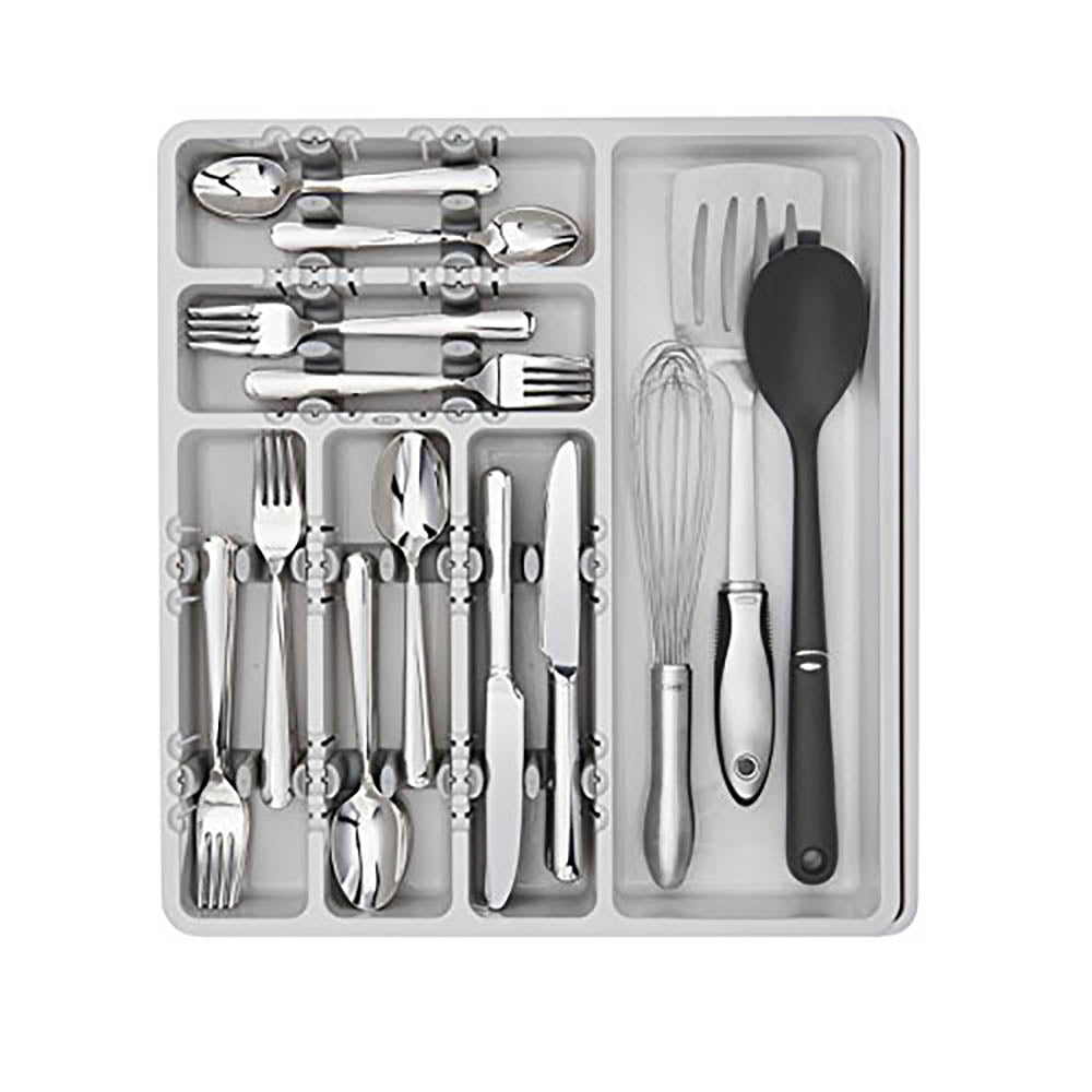 OXO Good Grips 15.5 Inch Large Kitchen Drawer Utensil Organizer, Gray (Used)