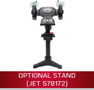 Jet 578008 8 Inch Stationary Workshop Durable Industrial Bench Grinder, Gray